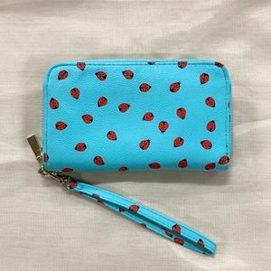 Sky Blue Wristlet with Ladybug Print